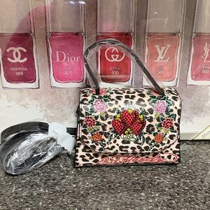 Ed Hardy Leopard and Floral Satchel